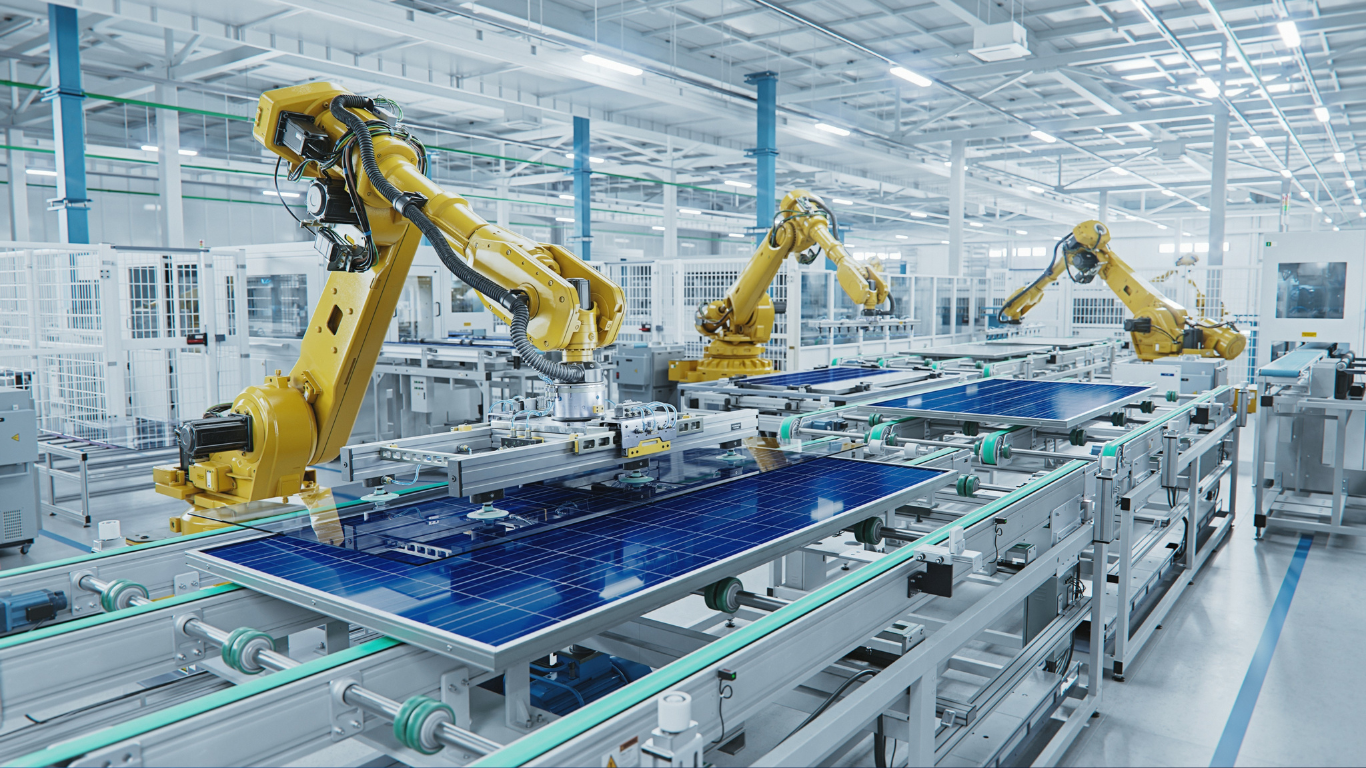 Robotic arms working in a smart factory